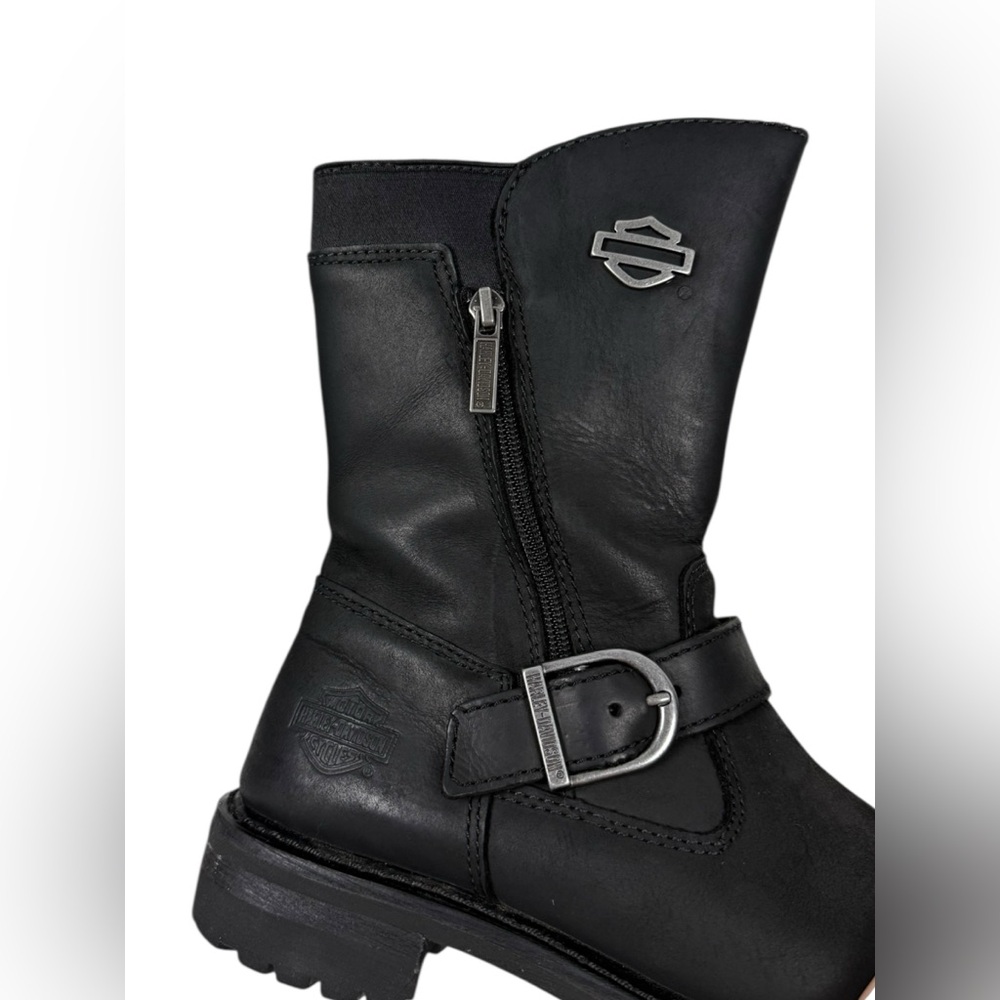 Harley Davidson Womens Lizzie 8” Black Leather Motorcycle Boots D87037 Size US 8 - Picture 14 of 15